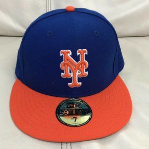 New York Mets Baseball Hat Blue Fitted 59Fifty 7 New Era Cap Pre-Owned